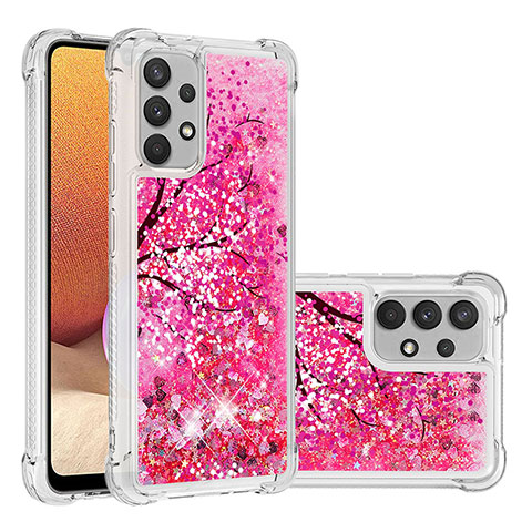 Coque Silicone Housse Etui Gel Bling-Bling S03 pour Samsung Galaxy A32 5G Rose Rouge