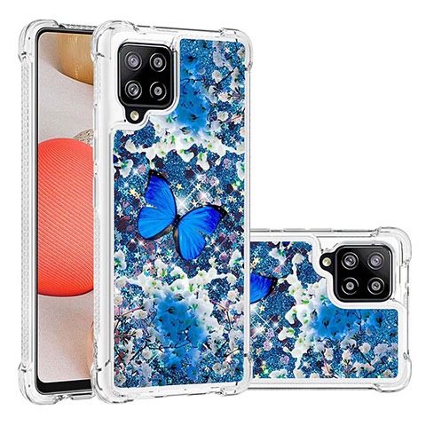 Coque Silicone Housse Etui Gel Bling-Bling S03 pour Samsung Galaxy A42 5G Bleu