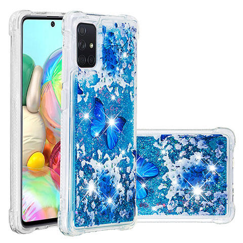 Coque Silicone Housse Etui Gel Bling-Bling S03 pour Samsung Galaxy A71 4G A715 Bleu