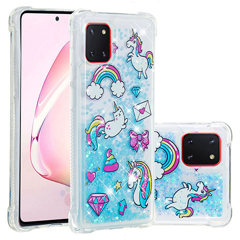 Coque Silicone Housse Etui Gel Bling-Bling S03 pour Samsung Galaxy A81 Bleu Ciel