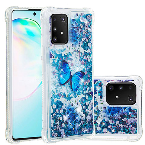 Coque Silicone Housse Etui Gel Bling-Bling S03 pour Samsung Galaxy A91 Bleu