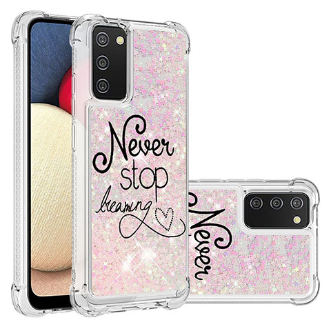 Coque Silicone Housse Etui Gel Bling-Bling S03 pour Samsung Galaxy F02S SM-E025F Rose