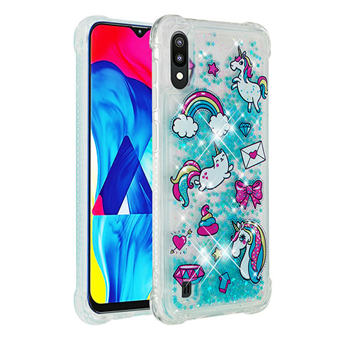 Coque Silicone Housse Etui Gel Bling-Bling S03 pour Samsung Galaxy M10 Bleu Ciel