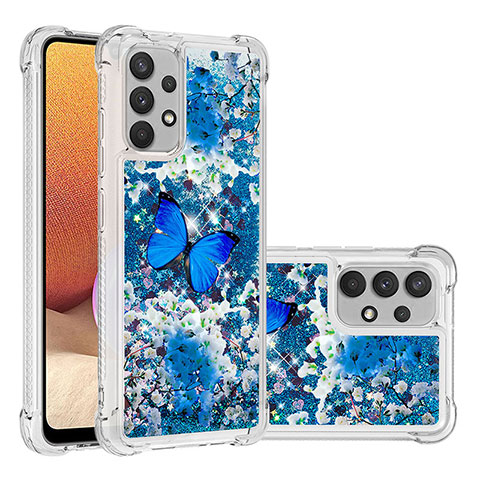 Coque Silicone Housse Etui Gel Bling-Bling S03 pour Samsung Galaxy M32 5G Bleu