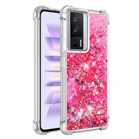 Coque Silicone Housse Etui Gel Bling-Bling S03 pour Xiaomi Redmi K60 5G Rose Rouge