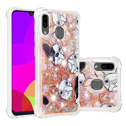 Coque Silicone Housse Etui Gel Bling-Bling S05 pour Samsung Galaxy A20 Or