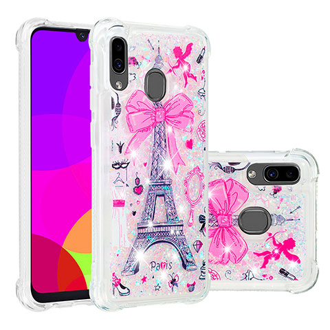 Coque Silicone Housse Etui Gel Bling-Bling S05 pour Samsung Galaxy A20 Rose