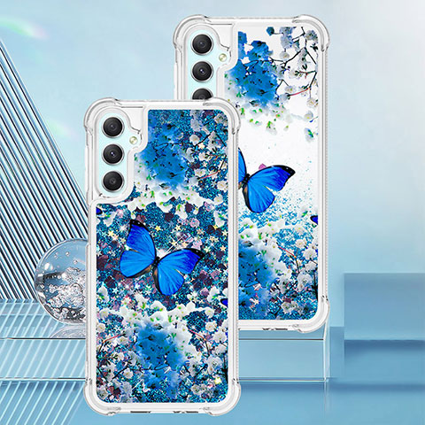 Coque Silicone Housse Etui Gel Bling-Bling YB1 pour Samsung Galaxy A24 4G Bleu