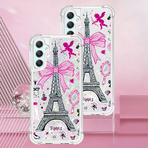 Coque Silicone Housse Etui Gel Bling-Bling YB1 pour Samsung Galaxy A24 4G Or Rose