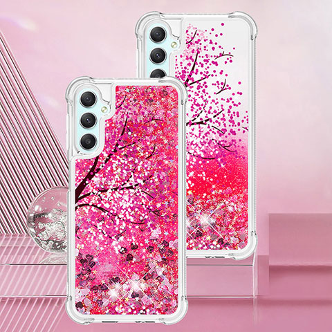 Coque Silicone Housse Etui Gel Bling-Bling YB1 pour Samsung Galaxy A24 4G Rose Rouge