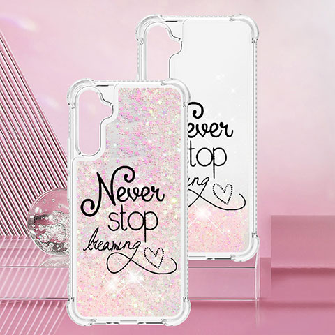 Coque Silicone Housse Etui Gel Bling-Bling YB1 pour Samsung Galaxy A34 5G Or Rose