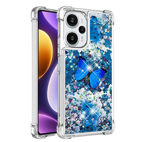 Coque Silicone Housse Etui Gel Bling-Bling YB1 pour Xiaomi Poco F5 5G Bleu