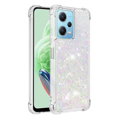 Coque Silicone Housse Etui Gel Bling-Bling YB1 pour Xiaomi Redmi Note 12 5G Argent
