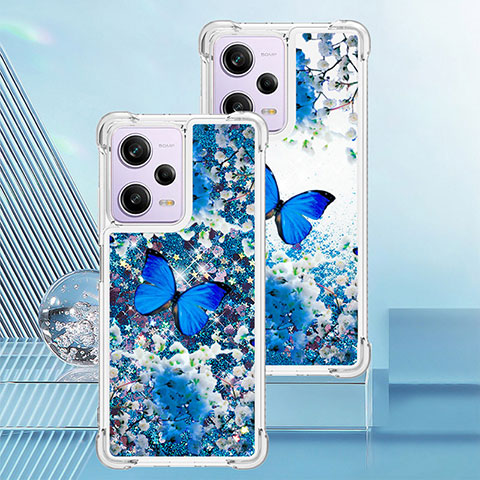 Coque Silicone Housse Etui Gel Bling-Bling YB1 pour Xiaomi Redmi Note 12 Pro 5G Bleu