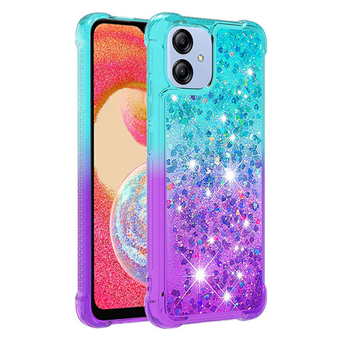 Coque Silicone Housse Etui Gel Bling-Bling YB2 pour Samsung Galaxy A04 4G Bleu Ciel