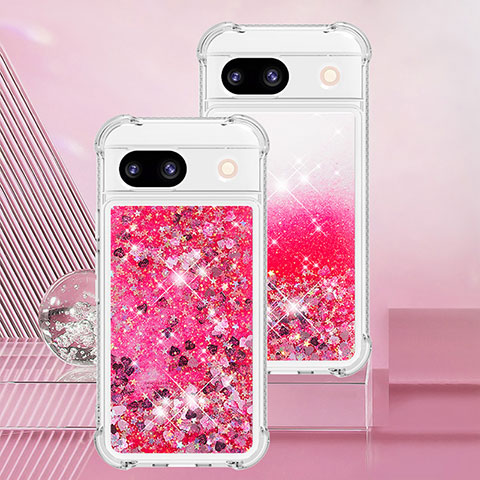 Coque Silicone Housse Etui Gel Bling-Bling YB3 pour Google Pixel 8a 5G Rose Rouge