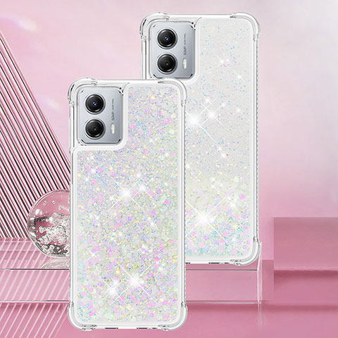 Coque Silicone Housse Etui Gel Bling-Bling YB3 pour Motorola Moto G 5G (2023) Argent