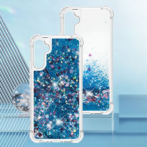 Coque Silicone Housse Etui Gel Bling-Bling YB3 pour Samsung Galaxy A34 5G Bleu