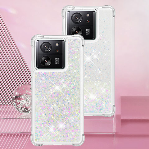 Coque Silicone Housse Etui Gel Bling-Bling YB3 pour Xiaomi Mi 13T 5G Argent