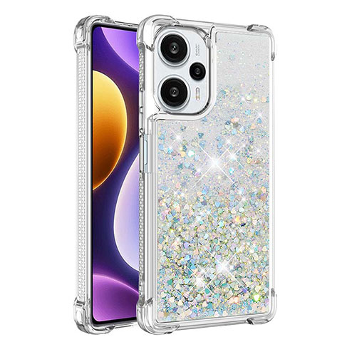 Coque Silicone Housse Etui Gel Bling-Bling YB3 pour Xiaomi Poco F5 5G Bleu Clair