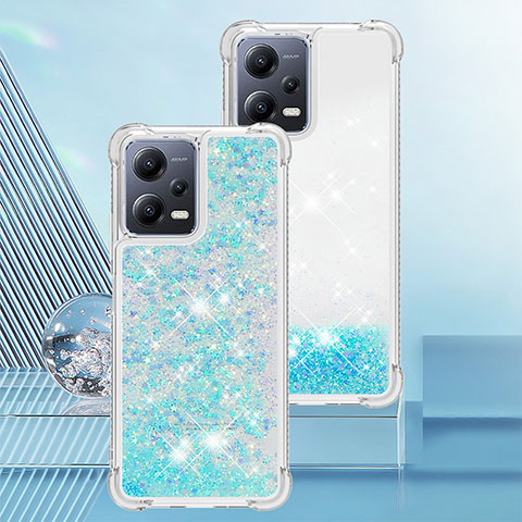 Coque Silicone Housse Etui Gel Bling-Bling YB3 pour Xiaomi Redmi Note 12 Pro 5G Bleu Ciel