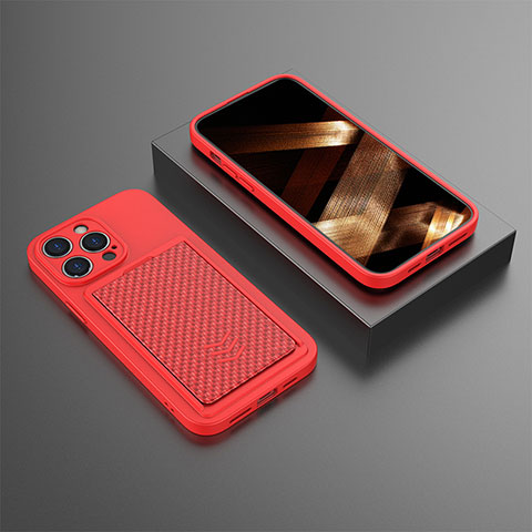 Coque Silicone Housse Etui Gel KC1 pour Apple iPhone 13 Pro Max Rouge