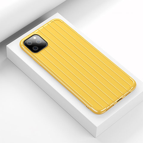 Coque Silicone Housse Etui Gel Line C01 pour Apple iPhone 11 Pro Max Jaune