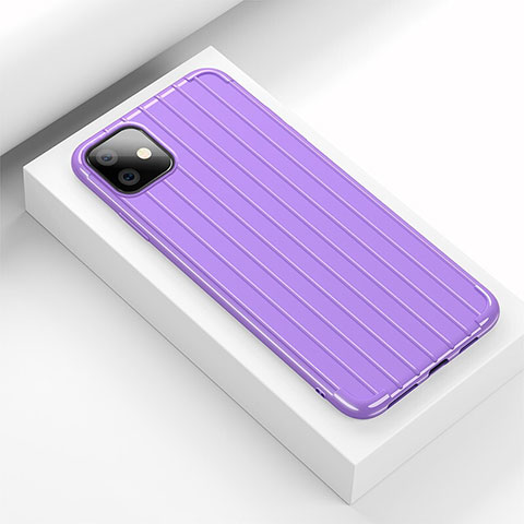 Coque Silicone Housse Etui Gel Line C01 pour Apple iPhone 11 Violet