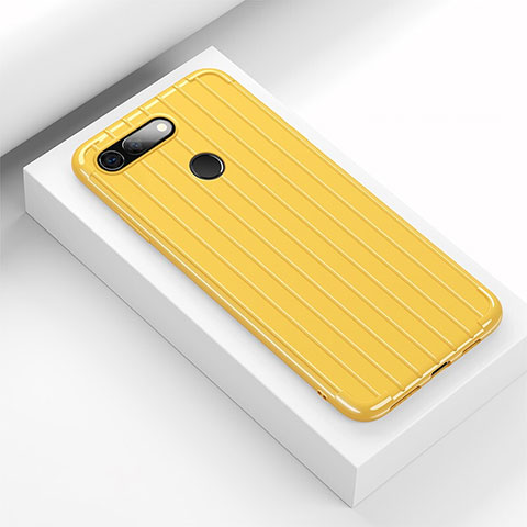 Coque Silicone Housse Etui Gel Line C01 pour Huawei Honor View 20 Jaune