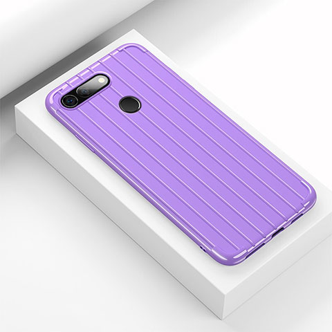 Coque Silicone Housse Etui Gel Line C01 pour Huawei Honor View 20 Violet