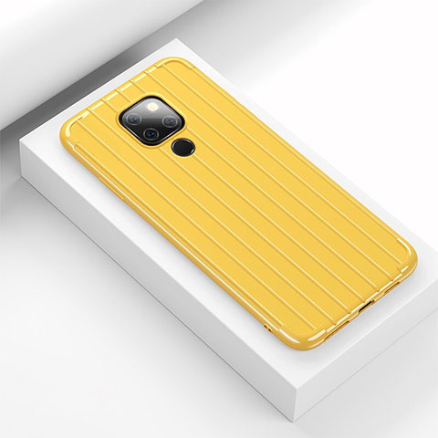 Coque Silicone Housse Etui Gel Line C01 pour Huawei Mate 20 Jaune