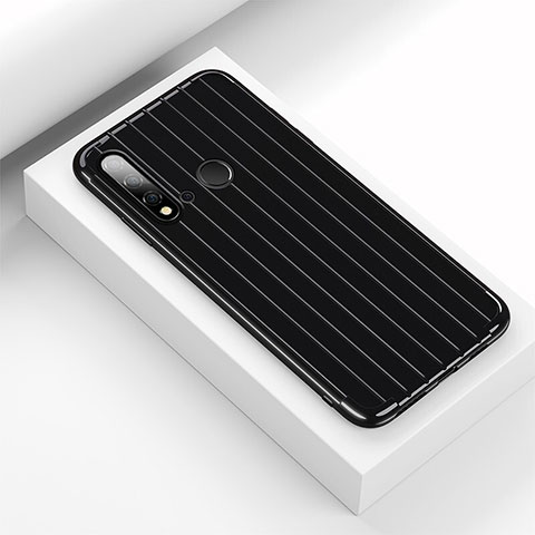 Coque Silicone Housse Etui Gel Line C01 pour Huawei P20 Lite (2019) Noir