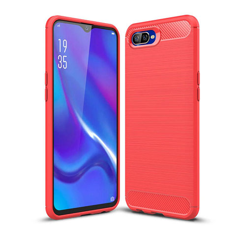 Coque Silicone Housse Etui Gel Line C01 pour Oppo RX17 Neo Rouge