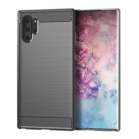 Coque Silicone Housse Etui Gel Line C01 pour Samsung Galaxy Note 10 Plus Gris