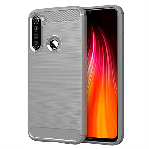 Coque Silicone Housse Etui Gel Line C01 pour Xiaomi Redmi Note 8 (2021) Argent