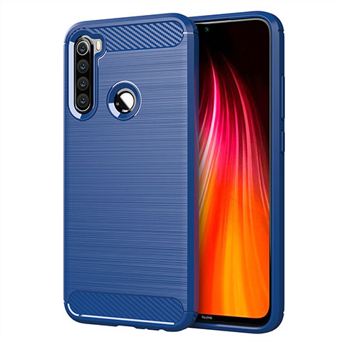 Coque Silicone Housse Etui Gel Line C01 pour Xiaomi Redmi Note 8 (2021) Bleu