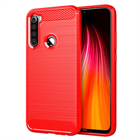 Coque Silicone Housse Etui Gel Line C01 pour Xiaomi Redmi Note 8 (2021) Rouge