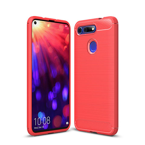 Coque Silicone Housse Etui Gel Line C02 pour Huawei Honor V20 Rouge