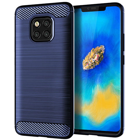 Coque Silicone Housse Etui Gel Line C02 pour Huawei Mate 20 Pro Bleu