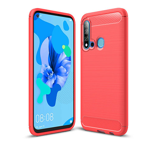 Coque Silicone Housse Etui Gel Line C02 pour Huawei Nova 5i Rouge