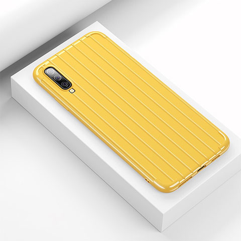 Coque Silicone Housse Etui Gel Line C02 pour Samsung Galaxy A70S Jaune