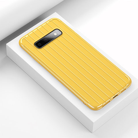 Coque Silicone Housse Etui Gel Line C02 pour Samsung Galaxy S10 Plus Jaune