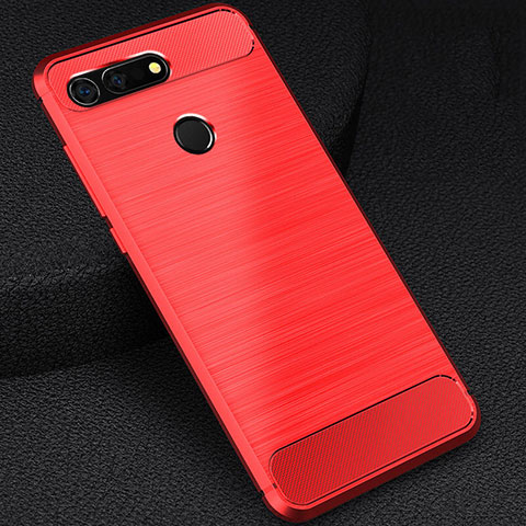 Coque Silicone Housse Etui Gel Line C03 pour Huawei Honor V20 Rouge