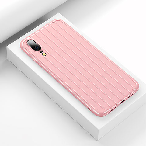 Coque Silicone Housse Etui Gel Line C03 pour Huawei P20 Rose