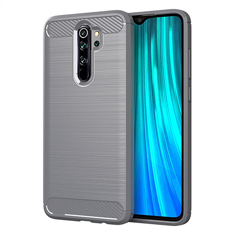 Coque Silicone Housse Etui Gel Line C03 pour Xiaomi Redmi Note 8 Pro Argent