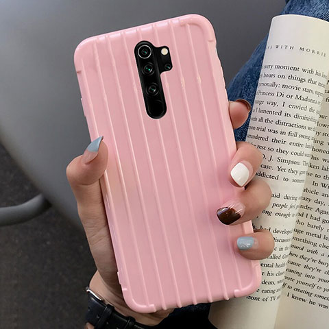 Coque Silicone Housse Etui Gel Line C04 pour Xiaomi Redmi Note 8 Pro Rose