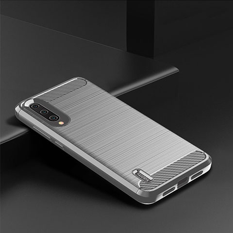 Coque Silicone Housse Etui Gel Line C08 pour Xiaomi Mi A3 Argent