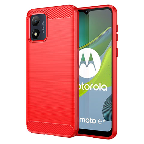 Coque Silicone Housse Etui Gel Line MF1 pour Motorola Moto E13 Rouge