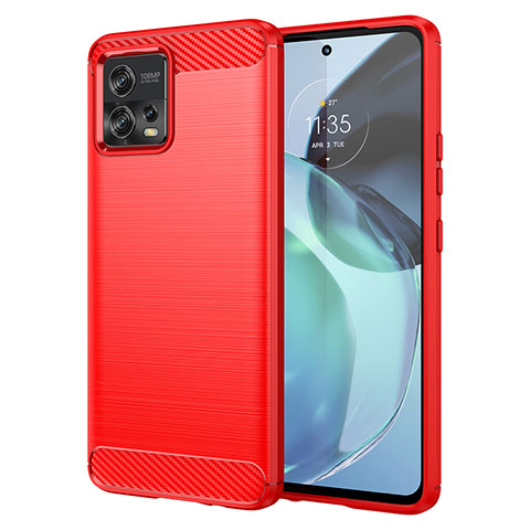 Coque Silicone Housse Etui Gel Line MF1 pour Motorola Moto G72 Rouge