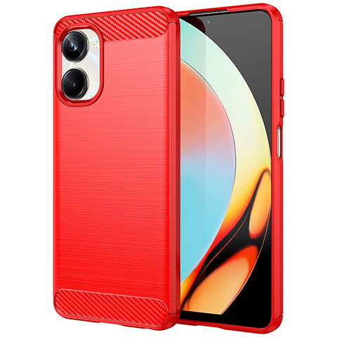 Coque Silicone Housse Etui Gel Line MF1 pour Realme 10 Pro 5G Rouge